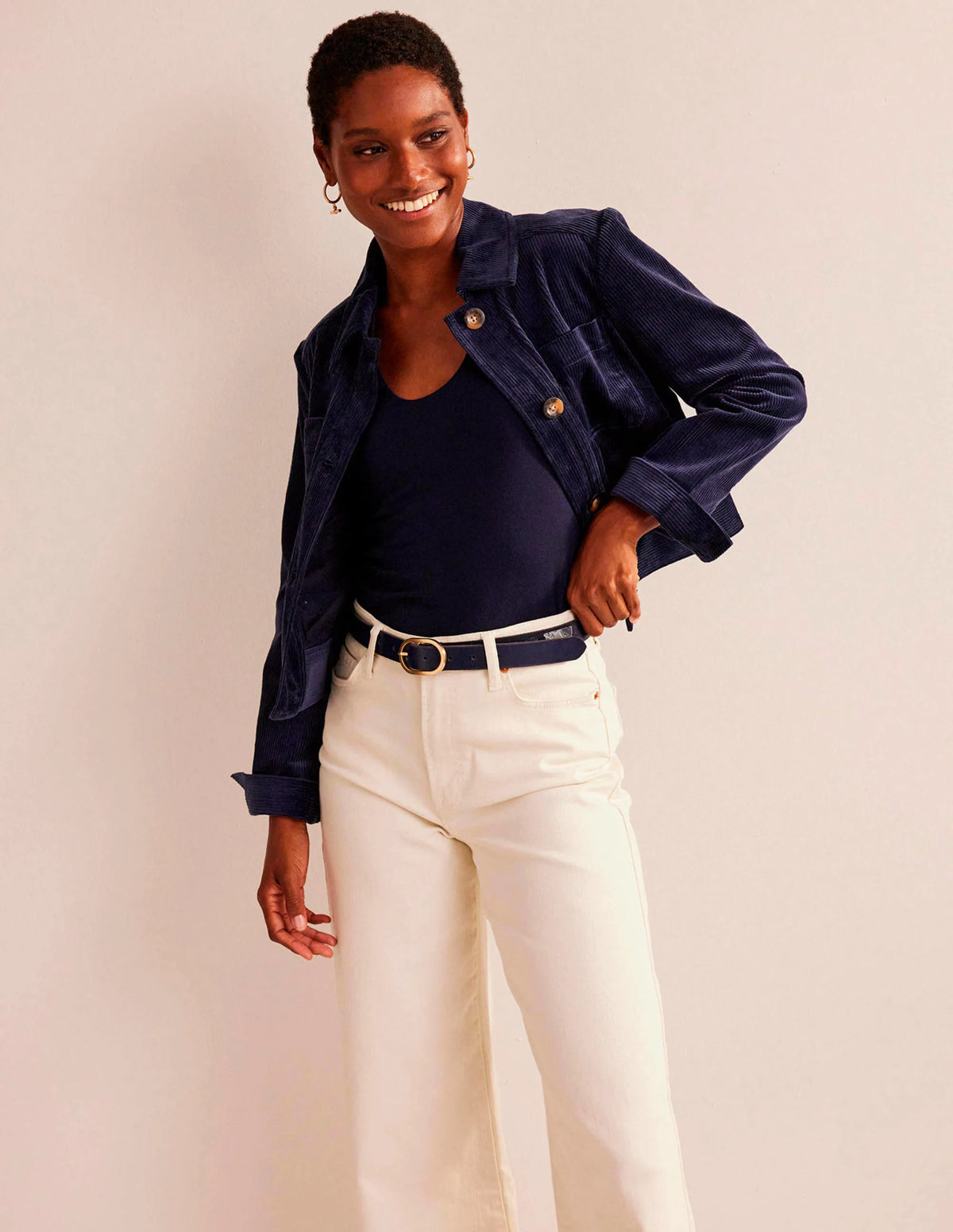 Double Layer Short Sleeve Top-Navy