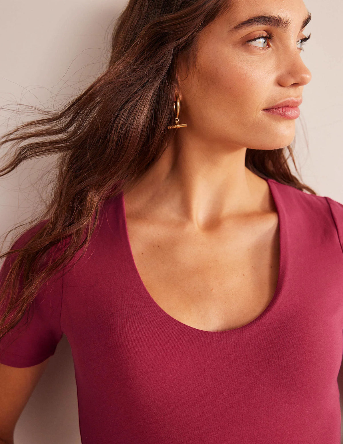 Double Layer Short Sleeve Top-Warm Cranberry