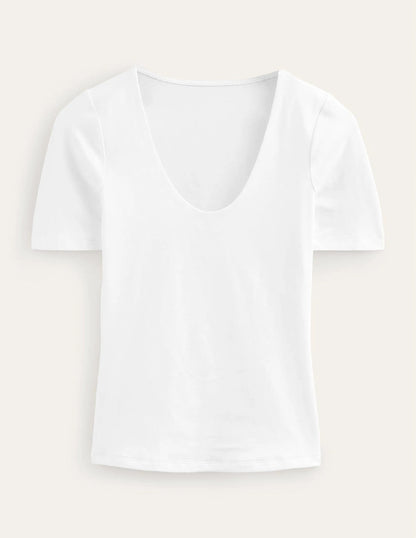 Double Layer Short Sleeve Top-White