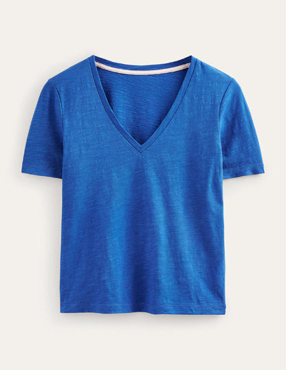 Regular V-Neck Slub T-shirt-Meadow Spring