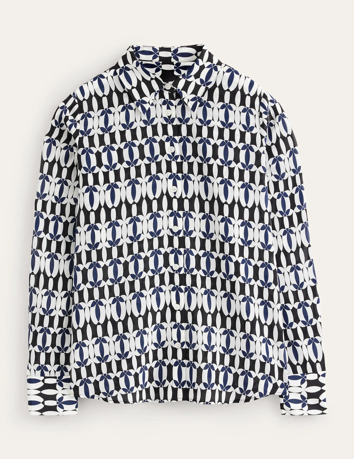 Sienna Silk Shirt-Black, Geometric