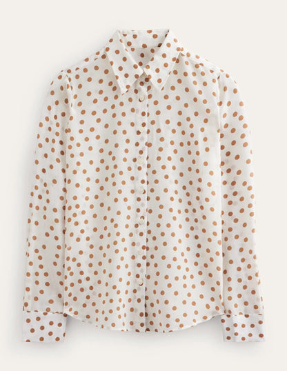 Sienna Silk Shirt-Camel, Dotty Spot