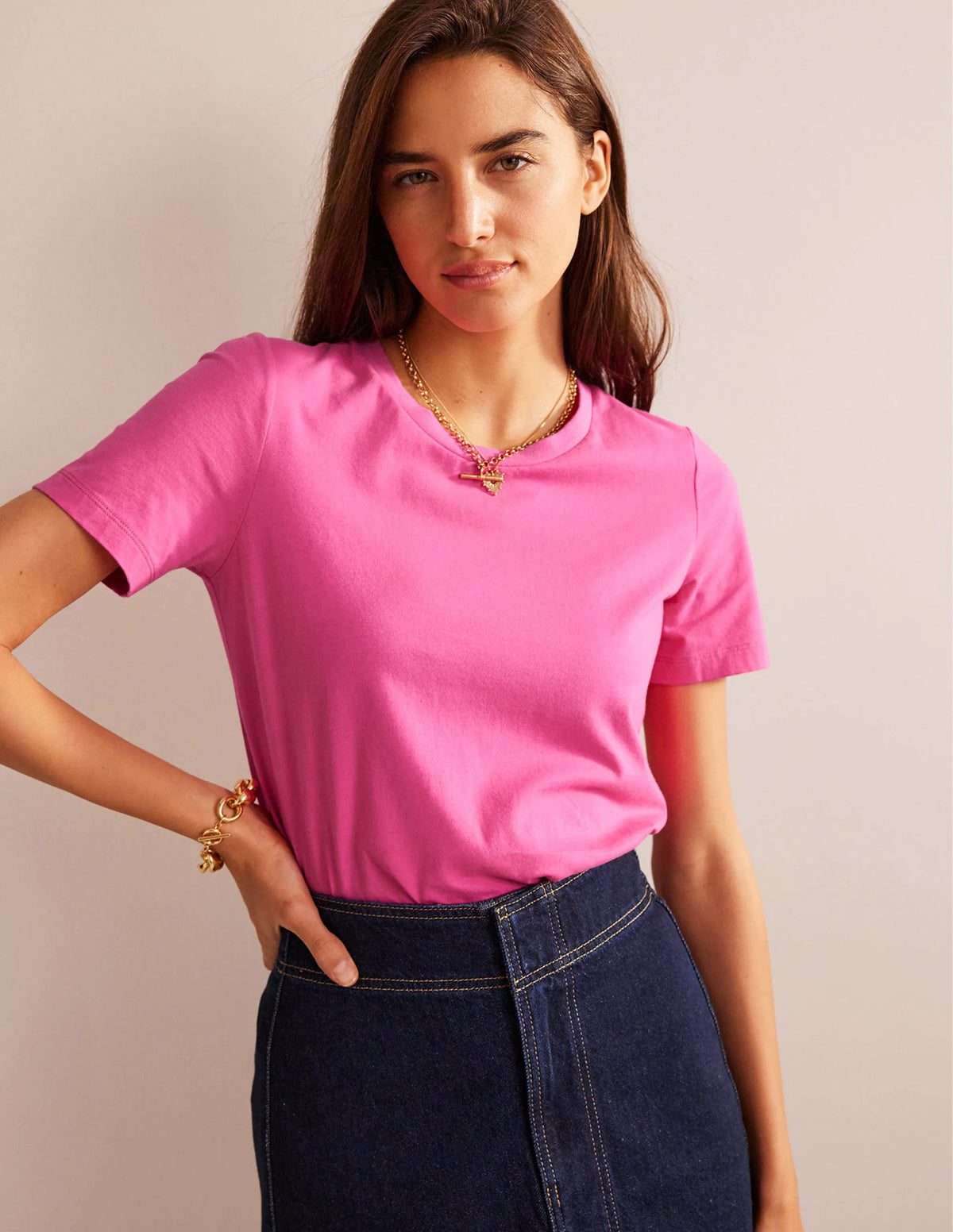 Pure Cotton Crew T-shirt-Pink