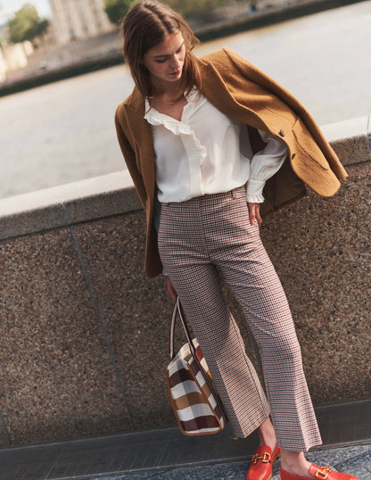 Ruffle Neck Silk Blouse-Ivory