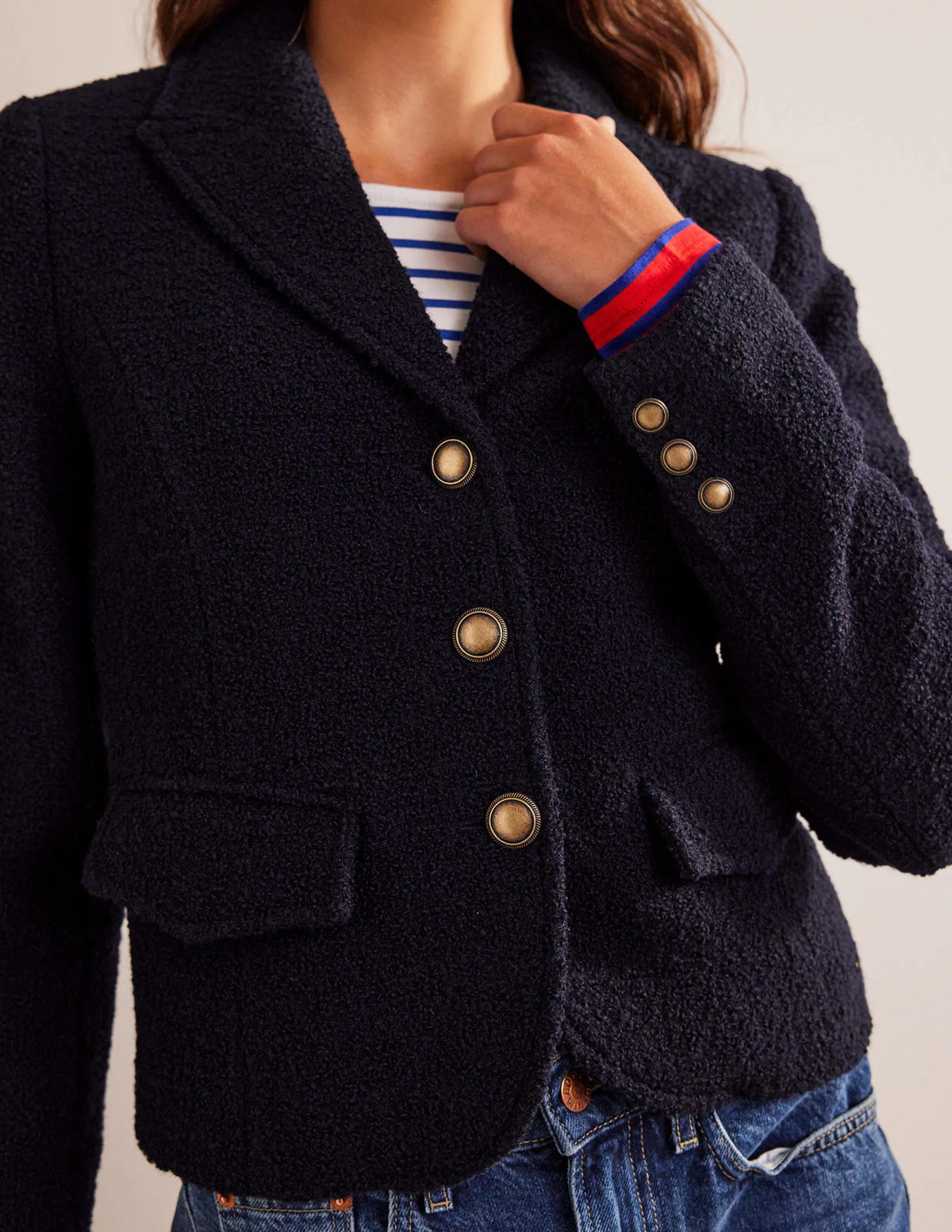 Ely Textured Jacket-Navy