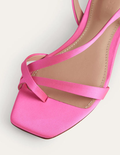 Satin Toe Loop Flat Sandals-Festival Pink Satin