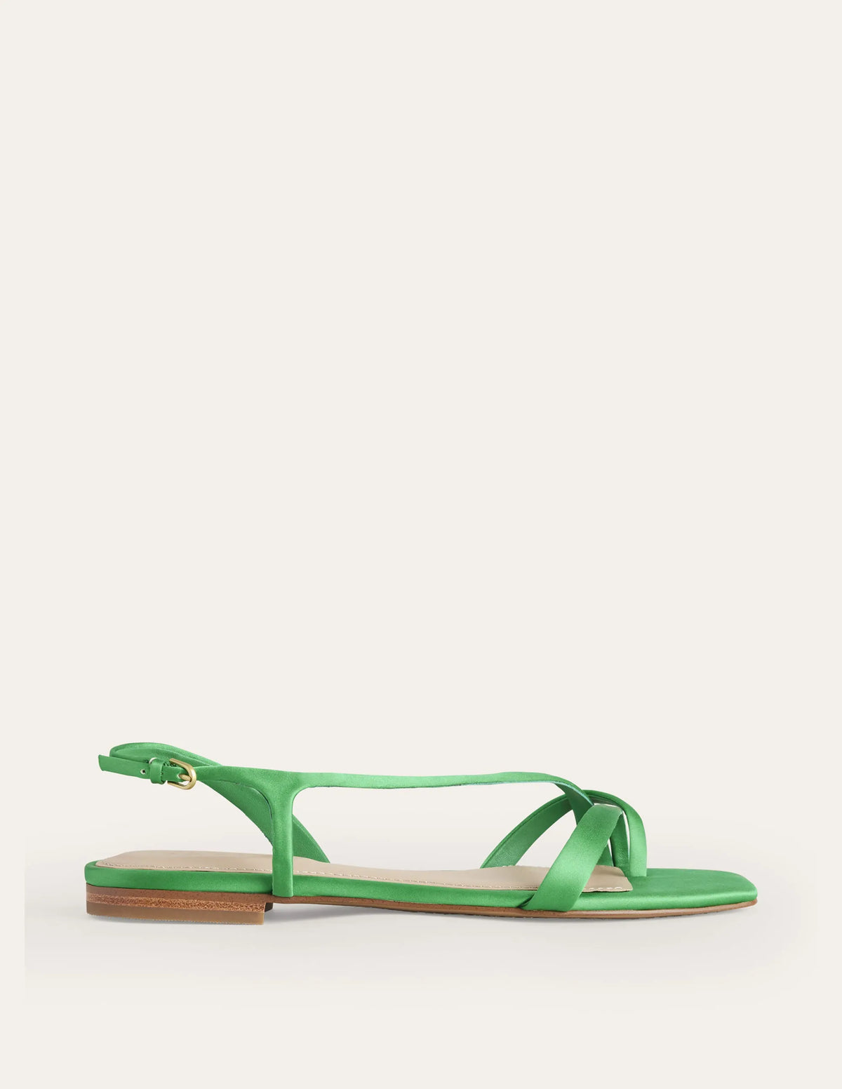 Satin Toe Loop Flat Sandals-Bright Green Satin