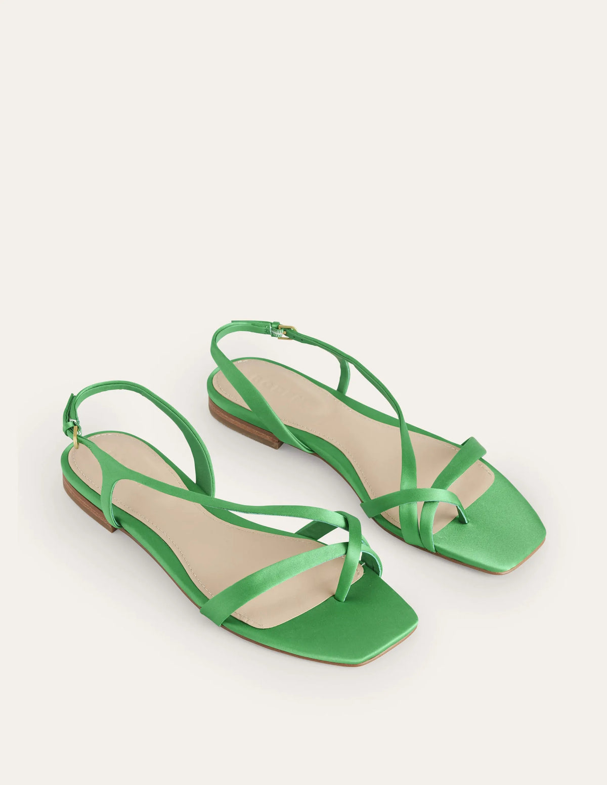 Satin Toe Loop Flat Sandals-Bright Green Satin