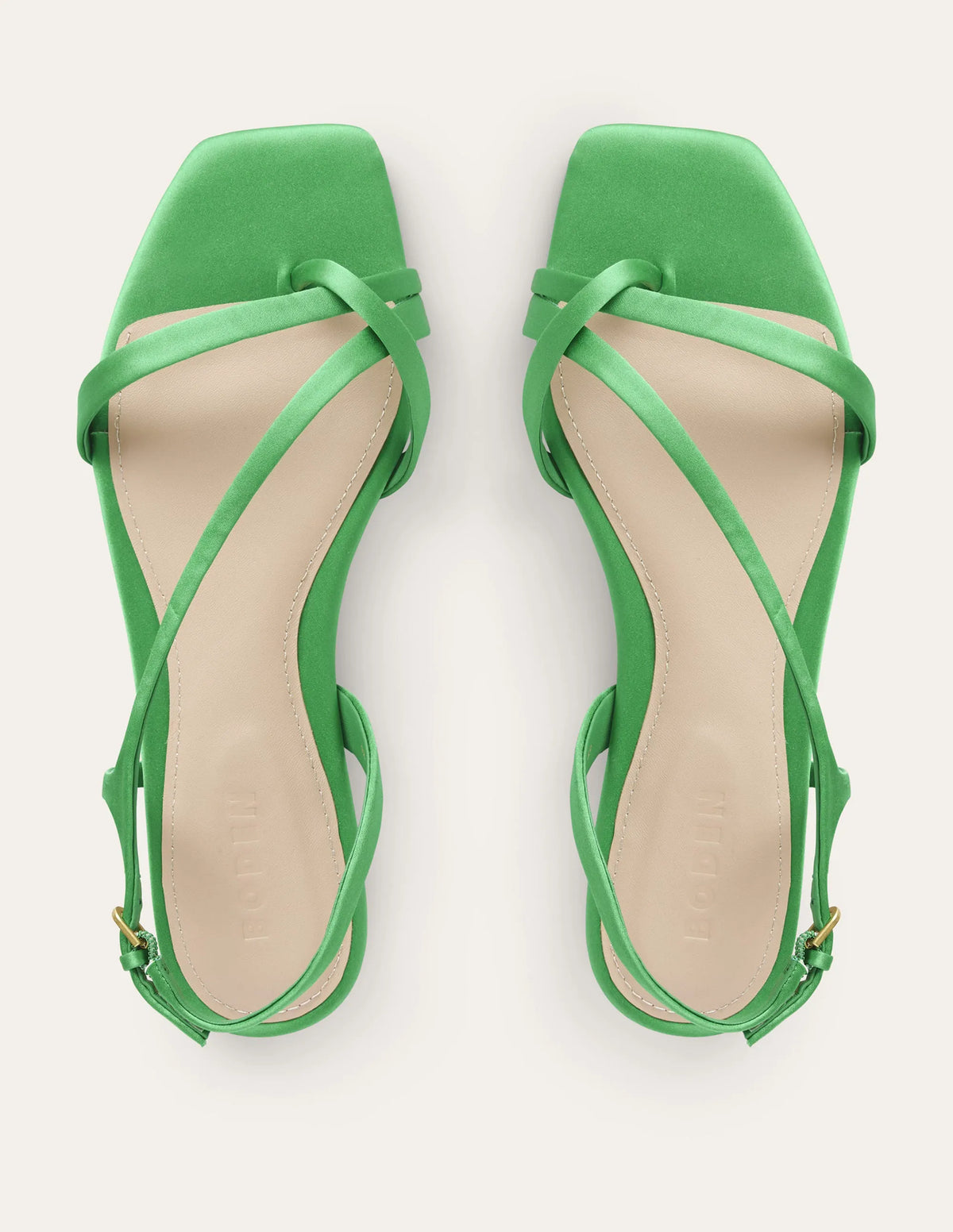 Satin Toe Loop Flat Sandals-Bright Green Satin