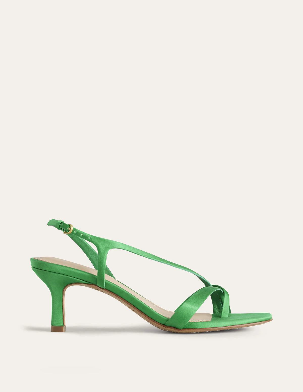 Satin Low-Heeled Sandals-Green Pepper