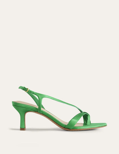 Satin Low-Heeled Sandals-Green Pepper