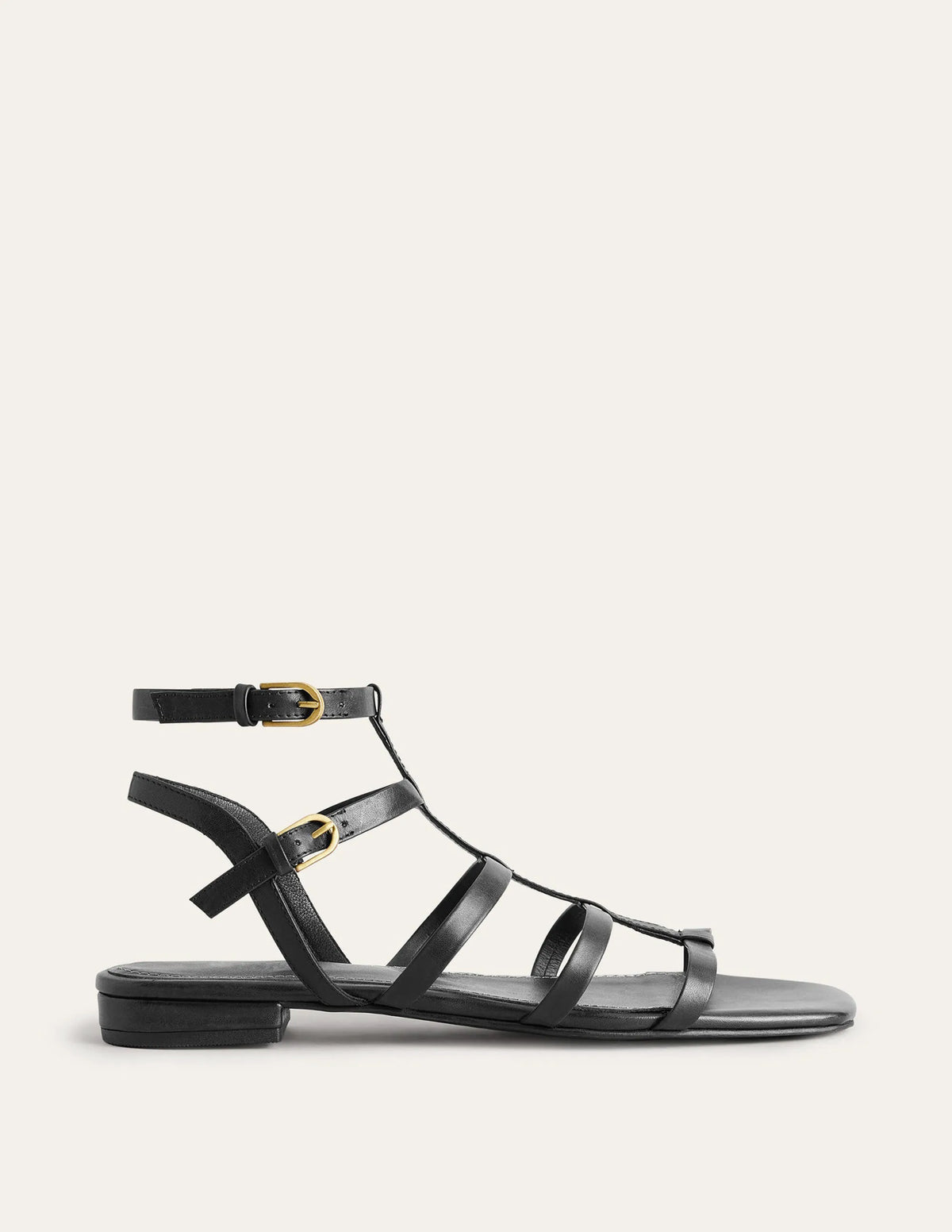Leather Gladiator Sandals-Black