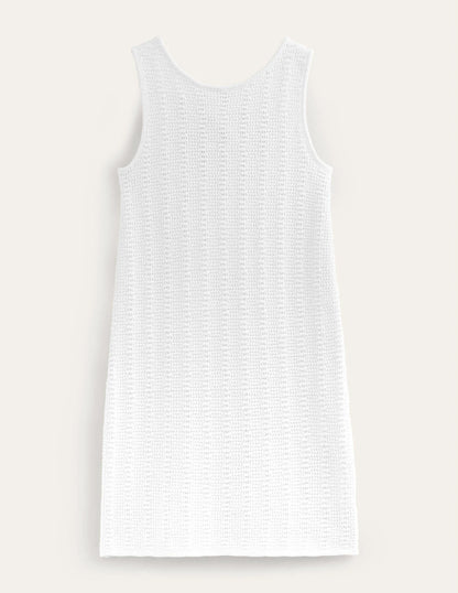 Scoop Back Knitted Mini Dress-White