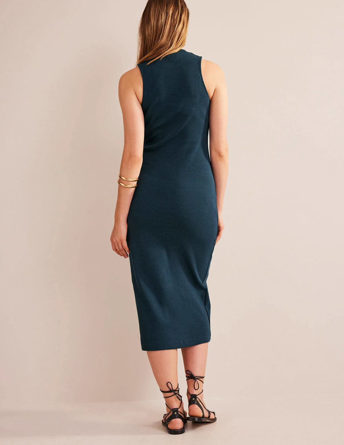 Racer Rib Jersey Midi Dress-Ink Pot