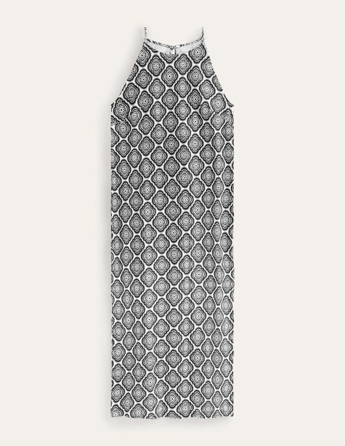 Racer Neck Jersey Midi Dress-Black, Botanic Blush