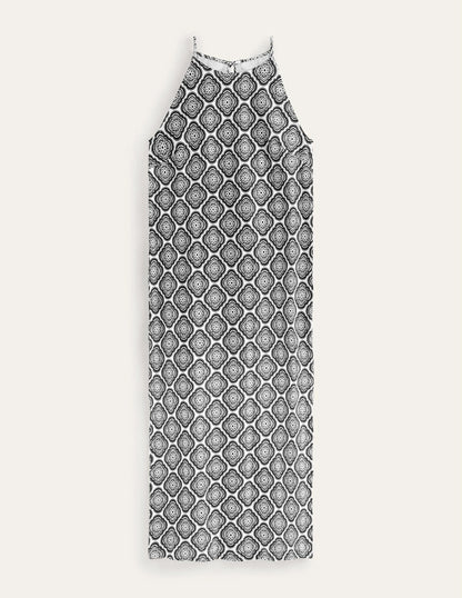 Racer Neck Jersey Midi Dress-Black, Botanic Blush