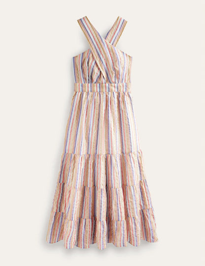 Metallic Stripe Maxi Dress-Metallic Multistripe