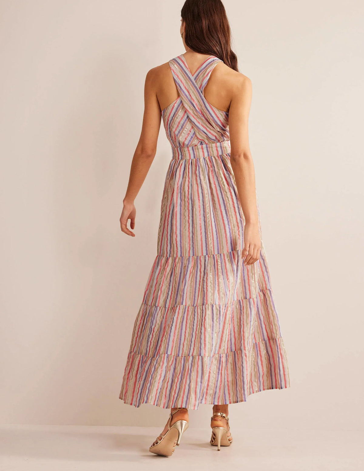 Metallic Stripe Maxi Dress-Metallic Multistripe