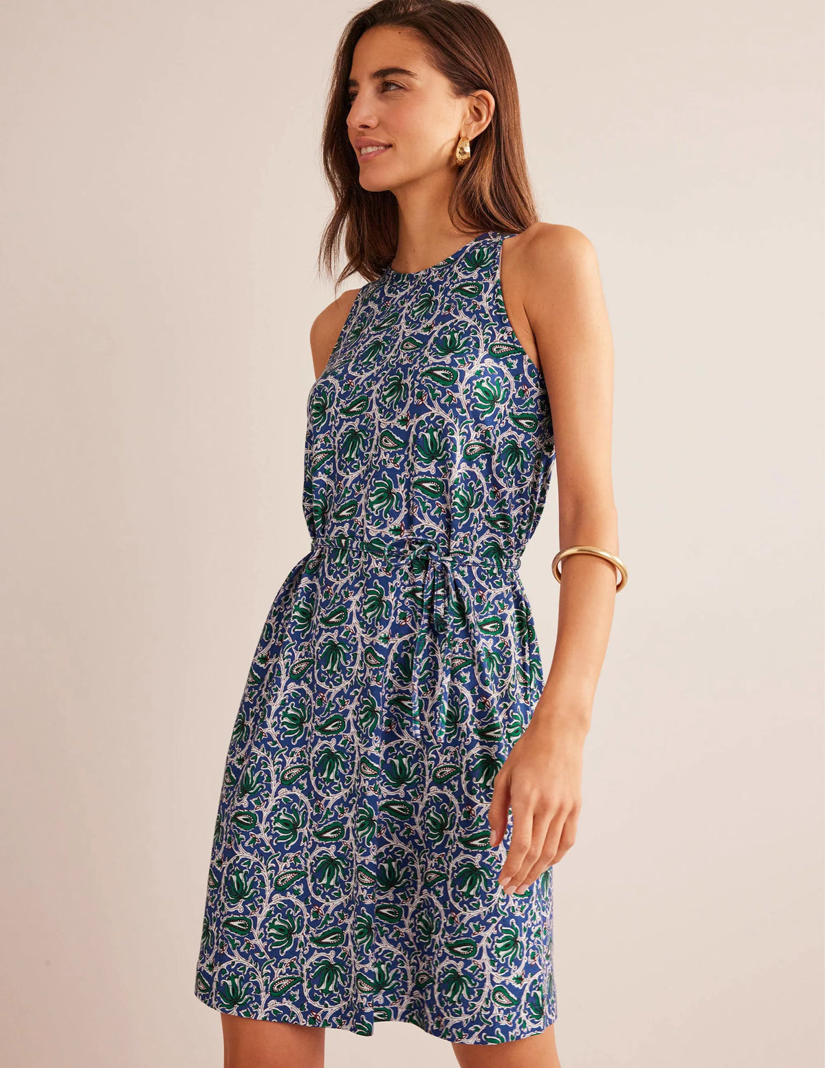 Swing Jersey Dress-Blue Wave, Botanic Vine