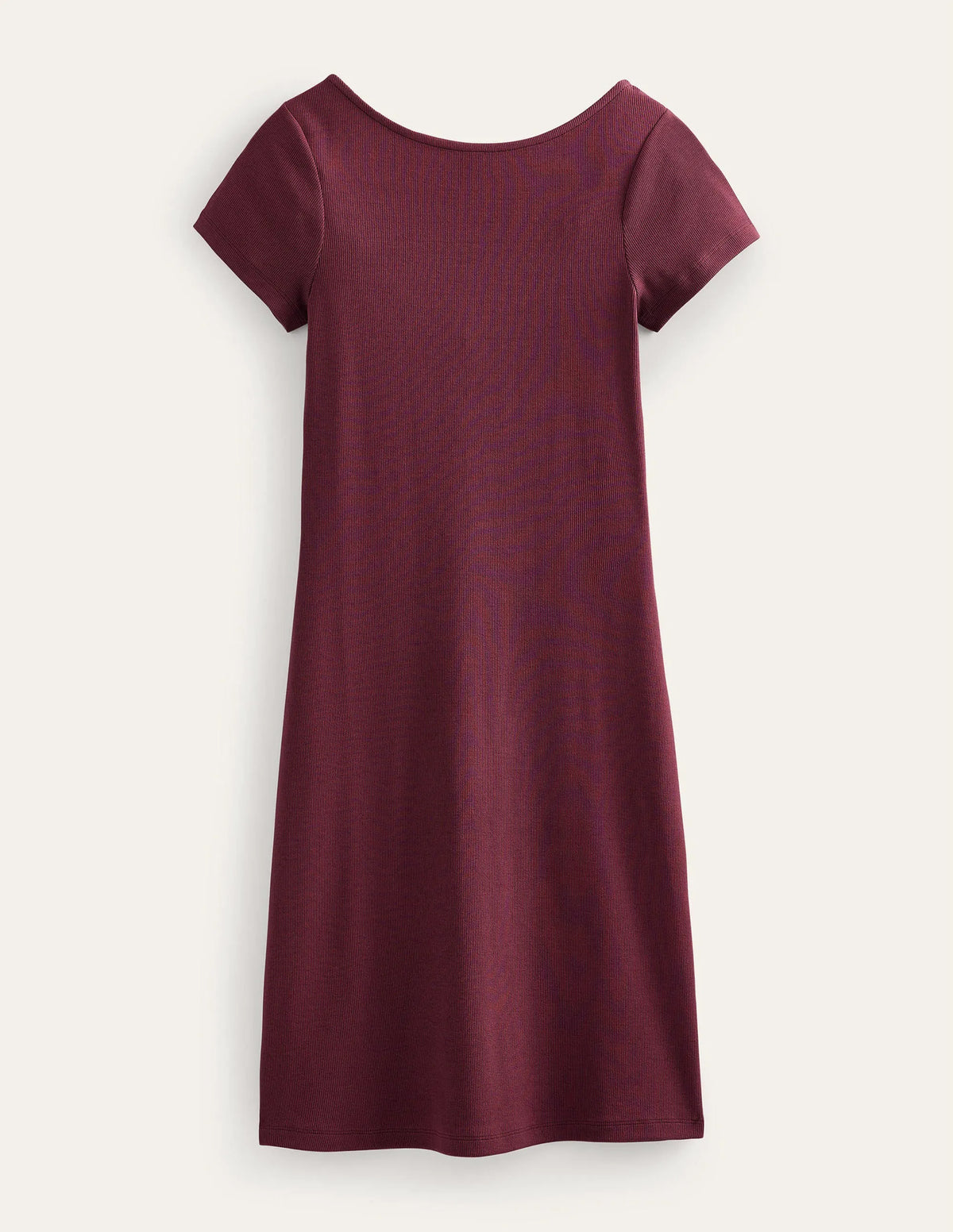 Low-Back Rib Jersey Mini Dress-Dark Burgundy