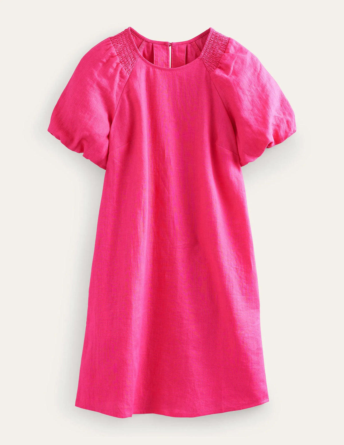 Sleeve Detail Linen Mini Dress-Festival Pink
