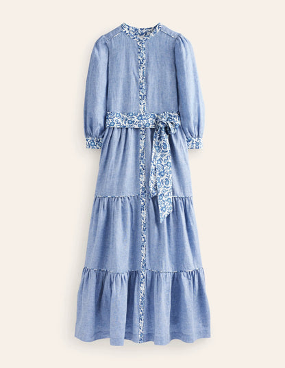 Remix Linen Maxi Dress-Chambray