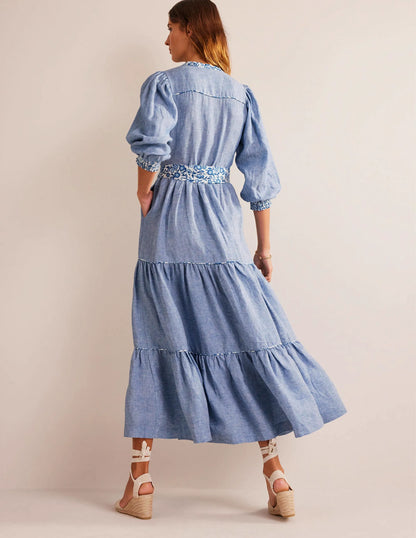 Remix Linen Maxi Dress-Chambray