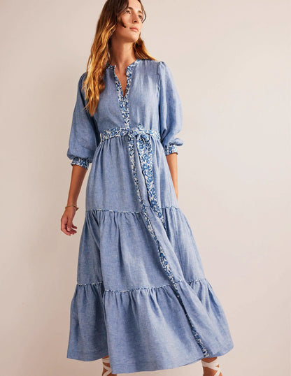 Remix Linen Maxi Dress-Chambray