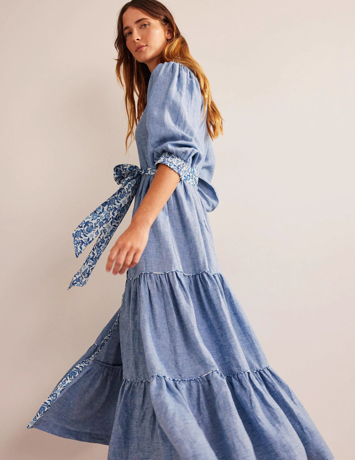 Remix Linen Maxi Dress-Chambray