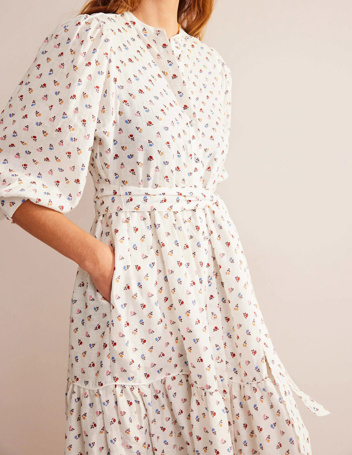 Remix Linen Maxi Dress-Ivory, Sweet Daisy