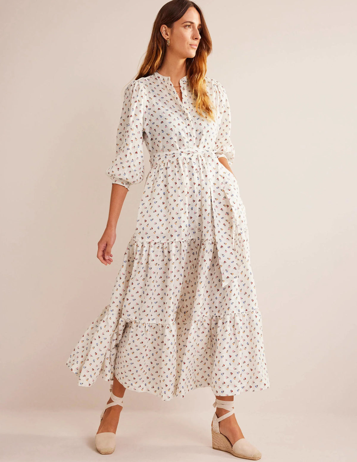 Remix Linen Maxi Dress-Ivory, Sweet Daisy