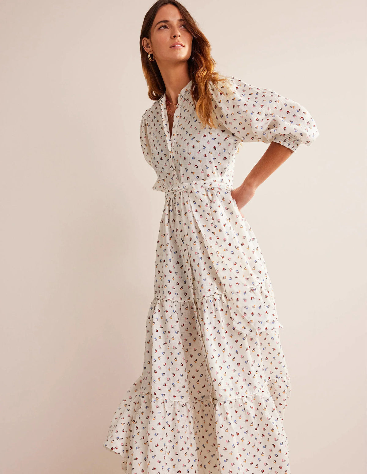 Remix Linen Maxi Dress-Ivory, Sweet Daisy