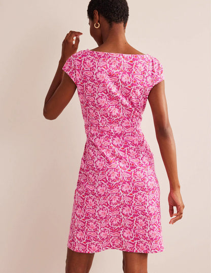 Florrie Jersey Dress-Raspberry, Botanic Vine