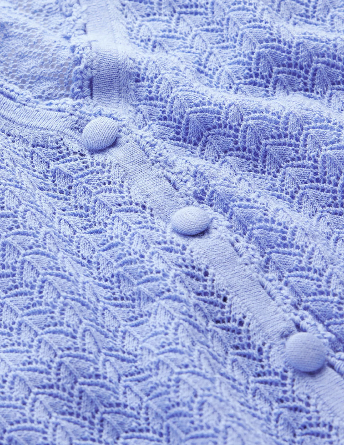 Gold Pointelle Crop Cardigan-Hazy Blue