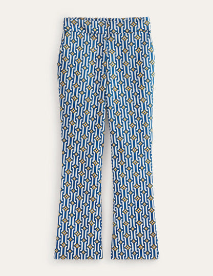 Cropped Flared Pants-Sapphire, Azure Geo