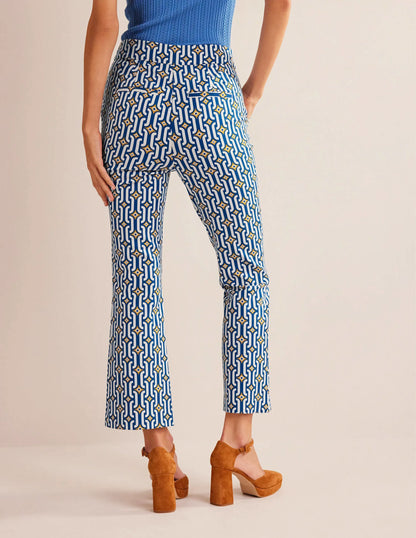 Cropped Flared Pants-Sapphire, Azure Geo