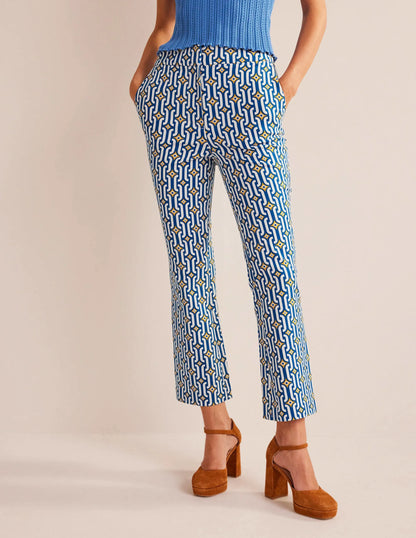 Cropped Flared Pants-Sapphire, Azure Geo