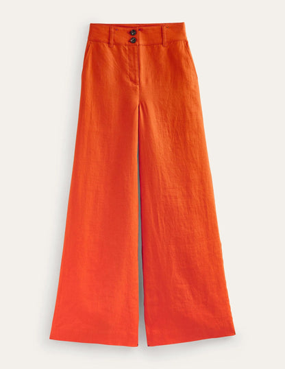 Highbury Linen Pants-Kumquat
