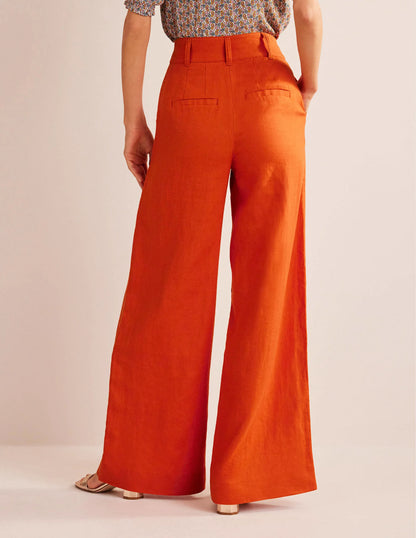 Highbury Linen Pants-Kumquat