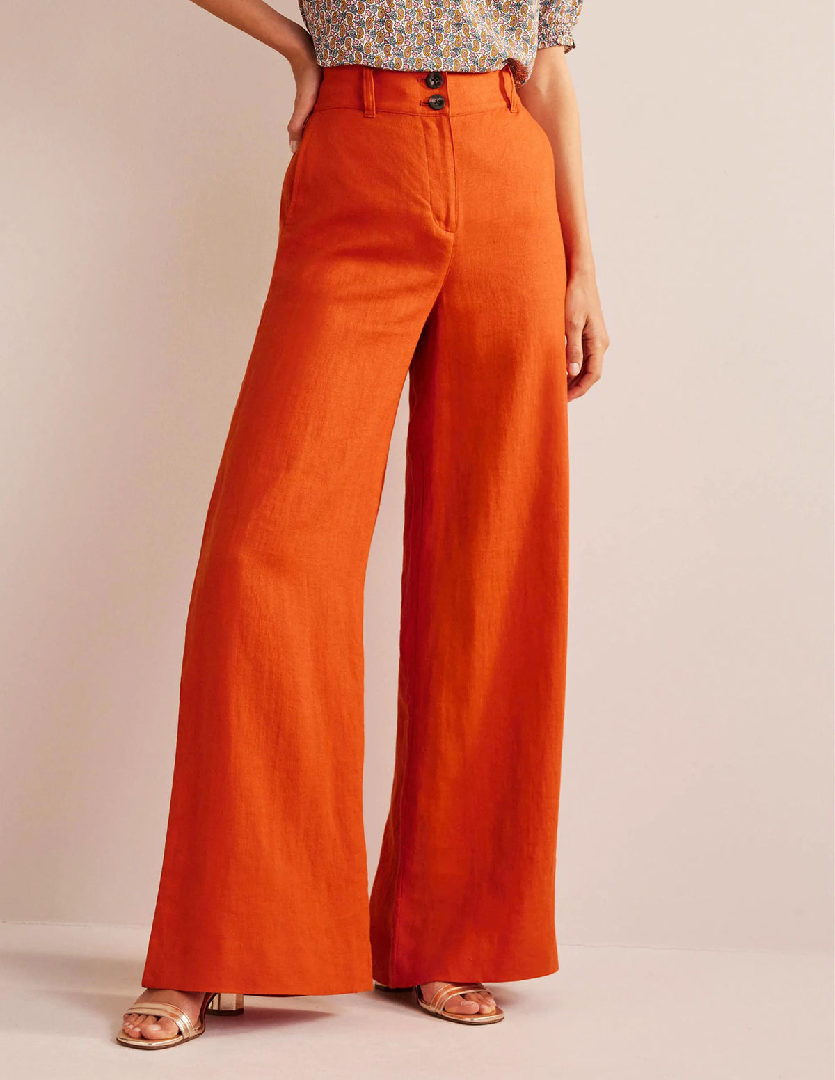 Highbury Linen Pants-Kumquat