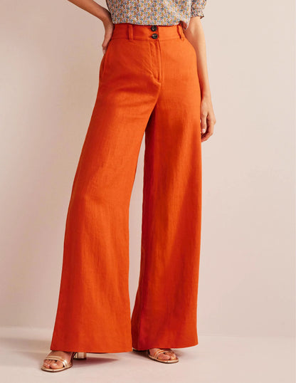 Highbury Linen Pants-Kumquat