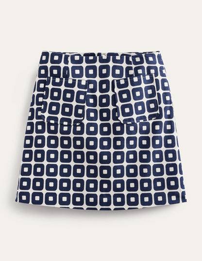 Textured A-Line Mini-French Navy and Ivory, Cube