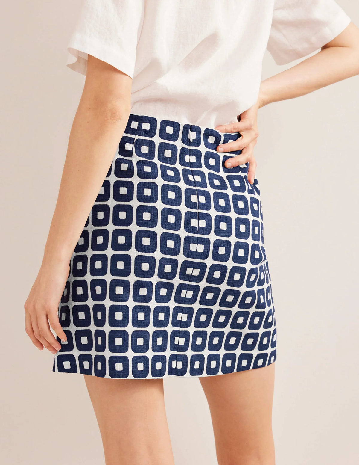 Textured A-Line Mini-French Navy and Ivory, Cube