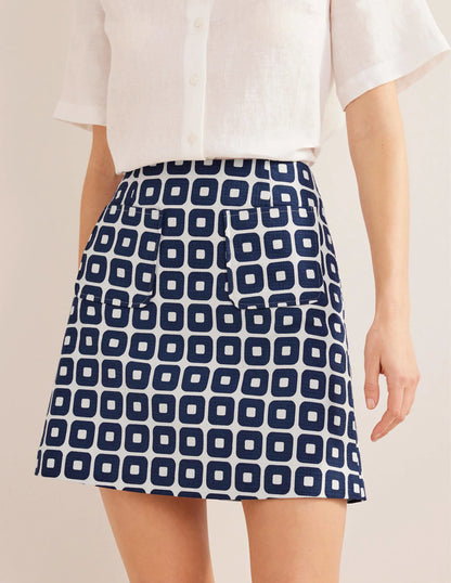 Textured A-Line Mini-French Navy and Ivory, Cube