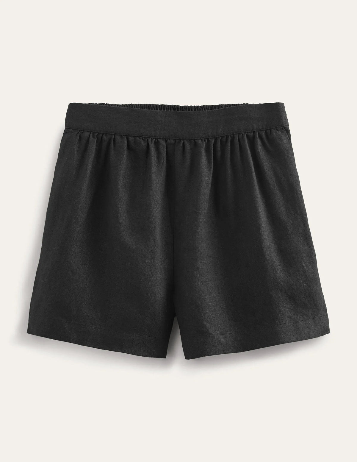 Pull-on Linen Shorts-Black