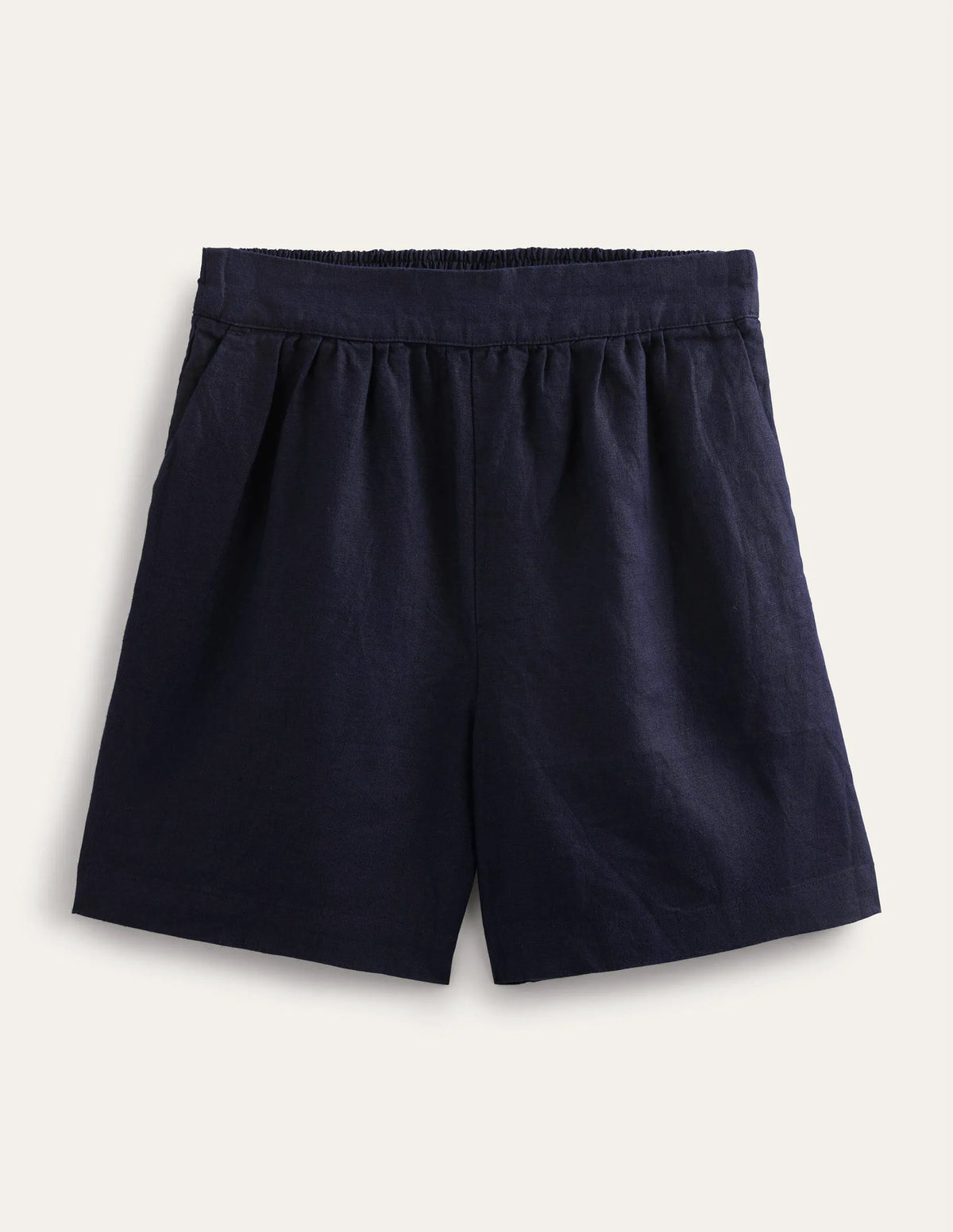 Pull-on Linen Shorts-Navy