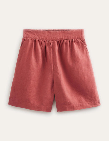 Pull-on Linen Shorts-Fox