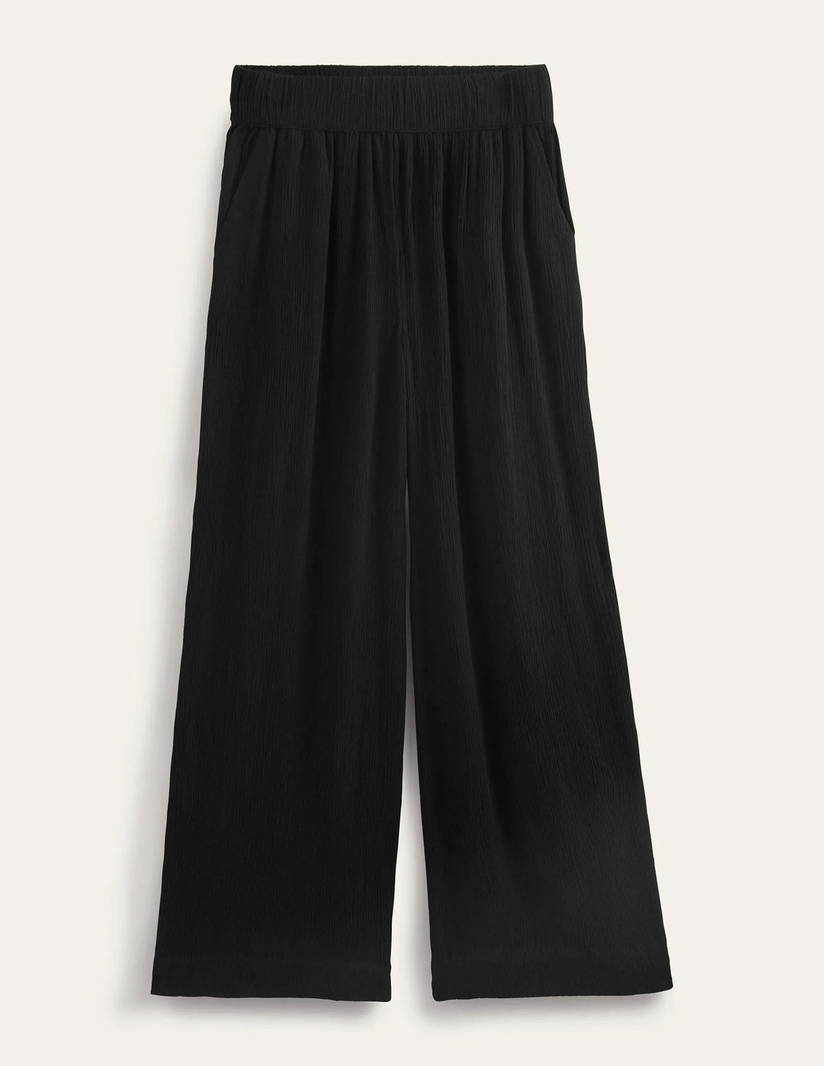 Crinkle Wide Leg Trousers-Black