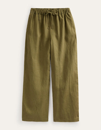 Relaxed Pull-on Linen Pants-Capulet Olive