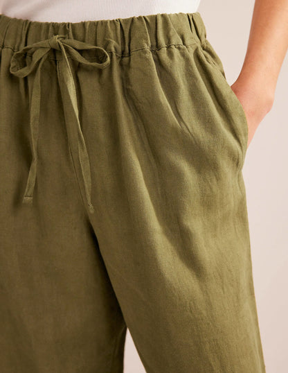 Relaxed Pull-on Linen Pants-Capulet Olive